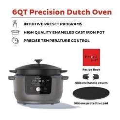 Instant Precision 6- Quart Dutch Oven - Matte Black (140-0051-01) -Home Appliance Store 02cf8a685db8de275136eda7b613cff1de7f68b868e2bc34553d743063b3726a