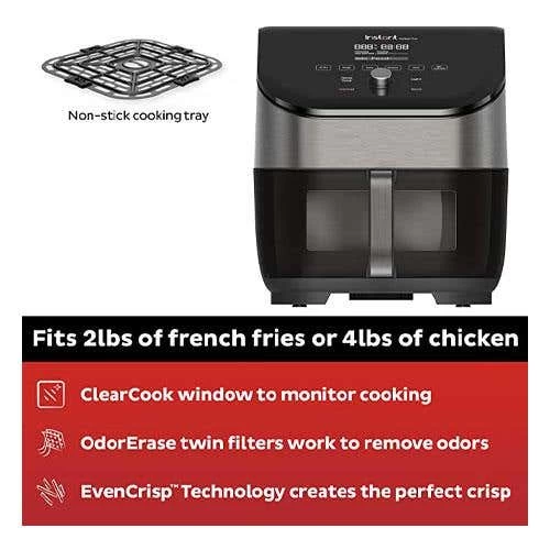 Instant Pot Vortex Plus 6-quart Air Fryer With ClearCook And OdorErase - Stainless Steel (140-3089-02) 4 Instant Pot Vortex Plus 6-quart Air Fryer With ClearCook And OdorErase - Stainless Steel (140-3089-02) - Image 2