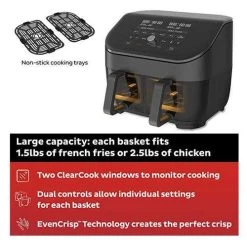 Instant Vortex Plus Dual Basket Air Fryer With ClearCook 8QT - Black (140-3090-02) -Home Appliance Store 18951e1a2d436c24d92c55bcc655a843e820873fcd6647be4c028850c66fd50b