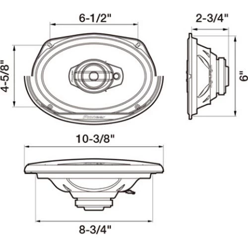Pioneer 6x9" 3-Way Coaxial Speakers 400W Max Power / 45W Nominal - Pair (TSG6930F) 7 Pioneer 6x9" 3-Way Coaxial Speakers 400W Max Power / 45W Nominal - Pair (TSG6930F) - Image 5