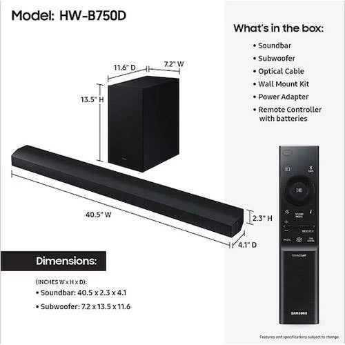 Samsung B Series 5.1 Ch Soundbar (HWB750D) 7 Samsung B Series 5.1 Ch Soundbar (HWB750D) - Image 5