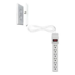 Sleek Socket Ultra-Thin Outlet Cover With Surge Protector 6-Outlet Power Strip And Cord Management Kit, 6 Ft. Cord (6SOVSZW)