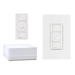 Lutron Caseta Wireless Smart Lighting Kit With Smart Bridge, In-Wall Dimmer, And Pico Remote Control (PBDGPKG1WC)
