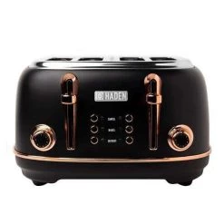 Haden Heritage 4 Slice Toaster - Black / Copper (76042)